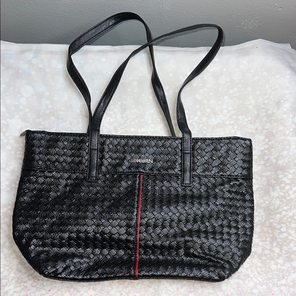 Black Woven Tote Bag